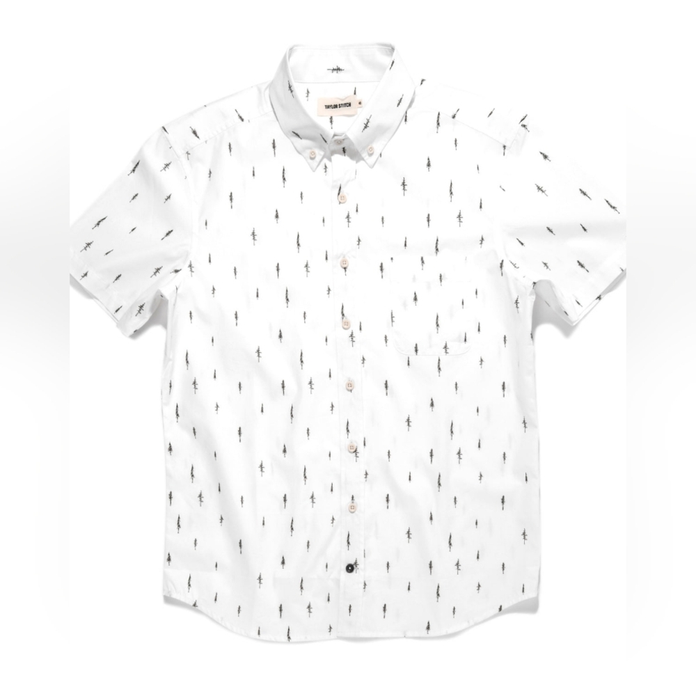 Taylor Stitch, The Short Sleeve Jack in Tree Top Poplin Pattern, Size 42, Large
